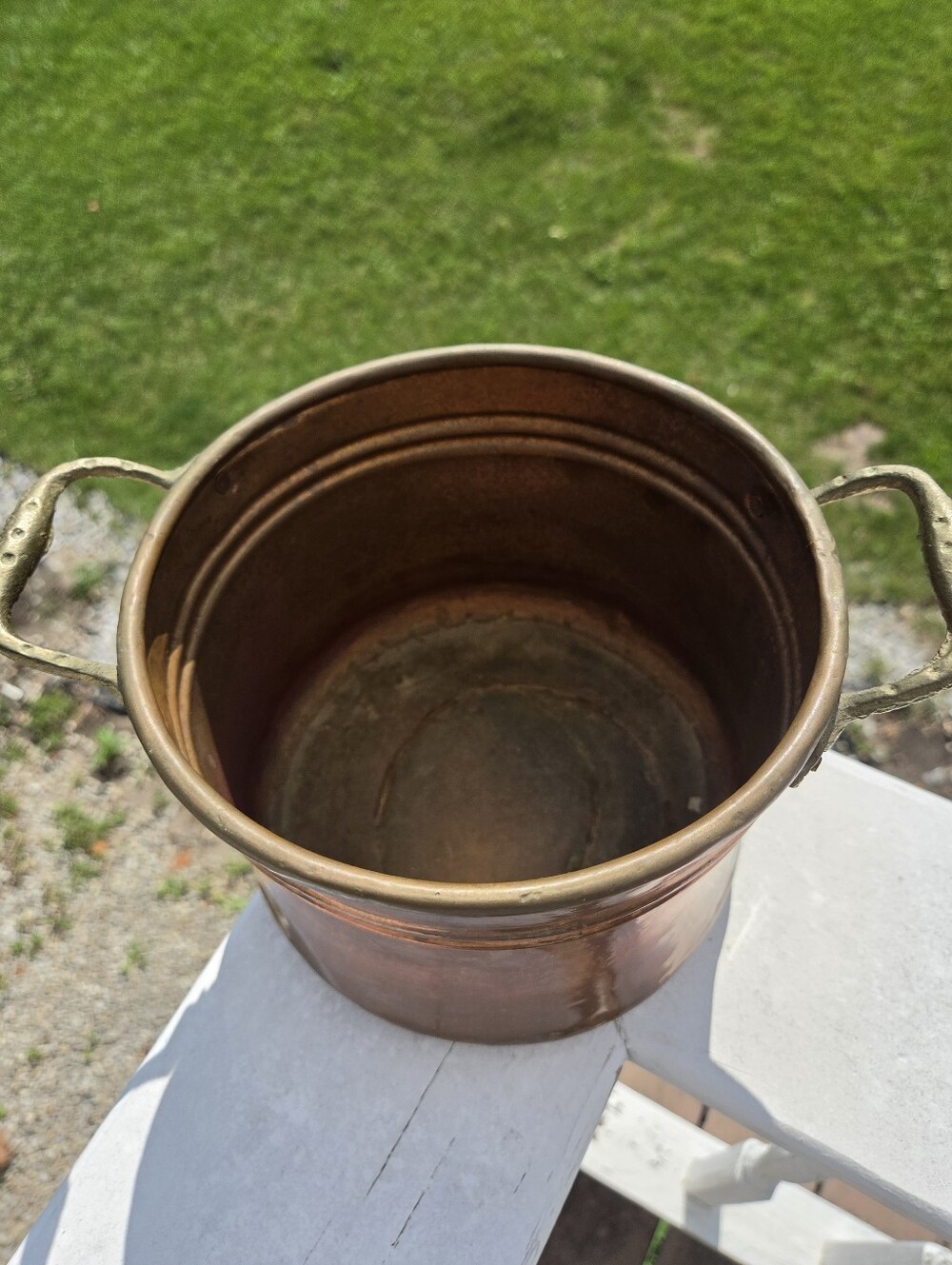 Vintage Turkish Handmade Copper Planter Cooking Pot Copper Brass Hand Forged - Picture 3 of 11